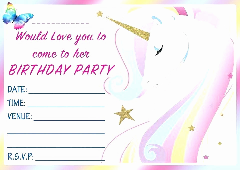 Free Unicorn Invitation Template Elegant Birthday Party Invitations Free Printable