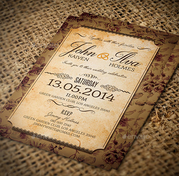 Free Vintage Wedding Invitation Templates New 23 Vintage Wedding Invitation Free Psd format Download