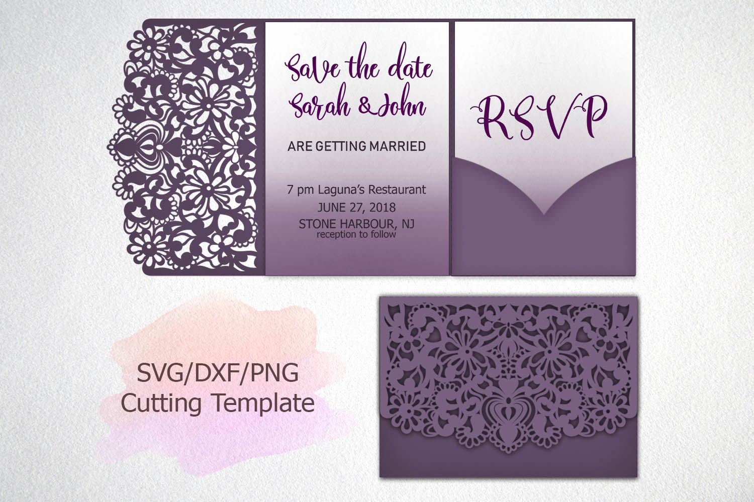 Free Wedding Invitation Svg Files Inspirational Tri Fold Wedding Invitation Lace Pocket Envelope Svg Dxf Cut