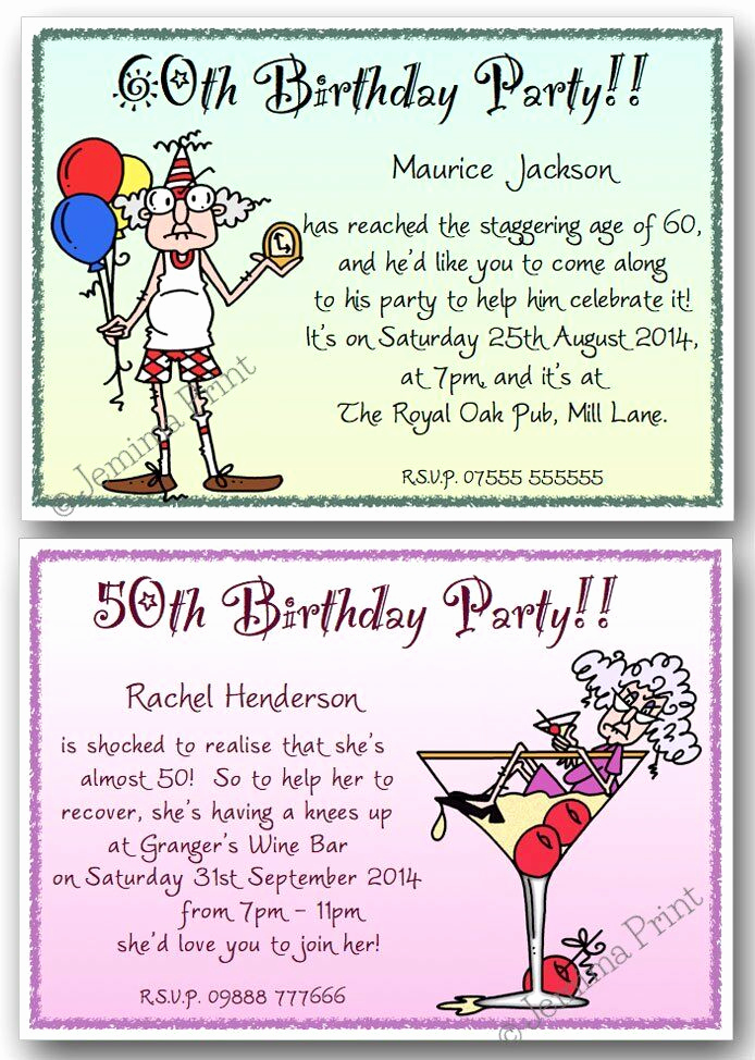 Funny Anniversary Invitation Wording Luxury 40th 50th 60th 70th 80th 90th Personalised Birthday Party
