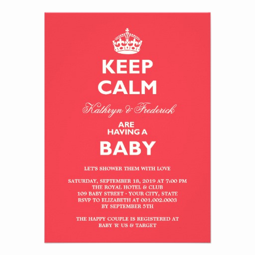 keep calm funny couples baby shower party invite