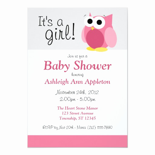 Funny Baby Shower Invitation Wording Fresh It S A Girl Funny Pink Owl Baby Shower Invitation