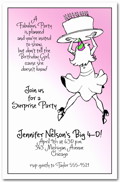 Funny Birthday Invitation Wording Inspirational Kick It Up Lady &amp; Cake Birthday Party Invitations