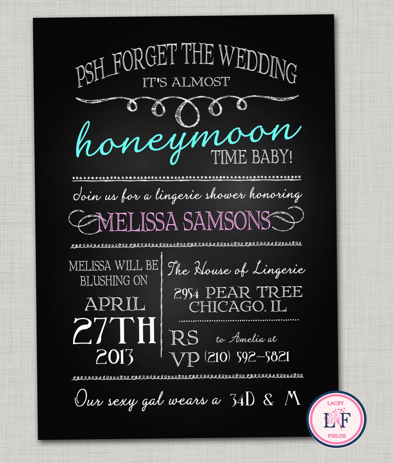 Funny Bridal Shower Invitation Wording Lovely Lingerie Shower Invitation Printable Chalkboard