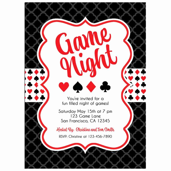 Game Night Invitation Wording Beautiful Game Night Invitation Printable or Printed with Free