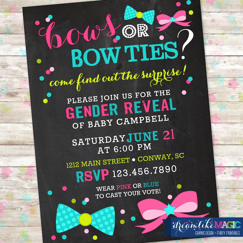 Gender Reveal Invitation Ideas Lovely Gender Reveal Party Invitation Bows or Bowties Invite Gender