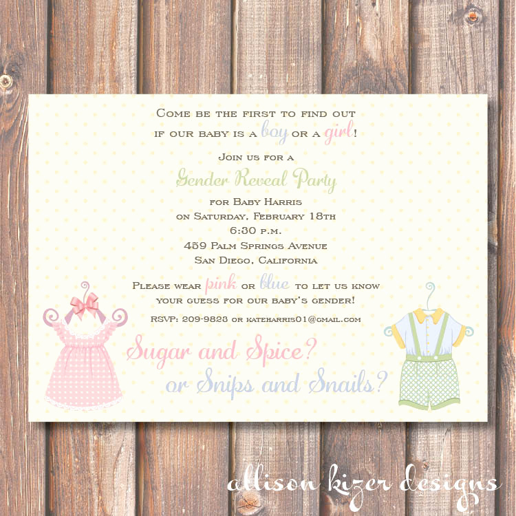 Gender Reveal Invitation Wording New Gender Reveal Invite Sugar and Spice or Snips and Snails