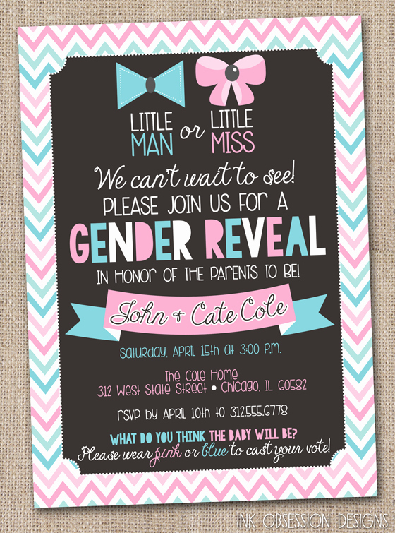 Gender Reveal Party Invitation Wording Elegant Ink Obsession Designs Gender Reveal Party Printable