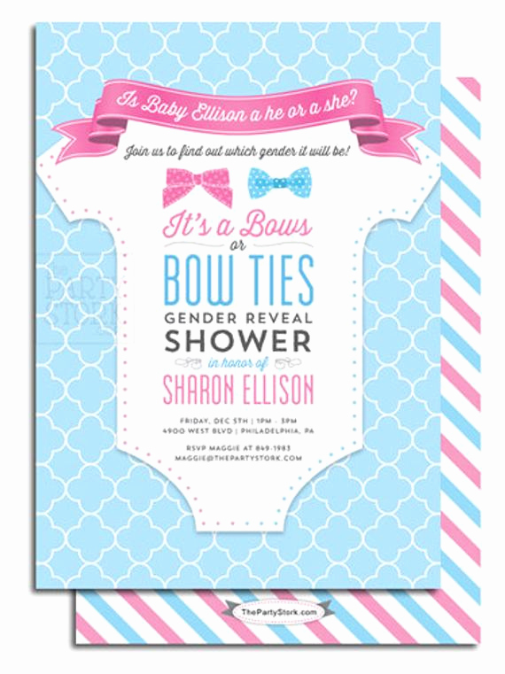 Gender Reveal Party Invitation Wording Luxury Gender Reveal Party Invitation Printable Bows or Bowties