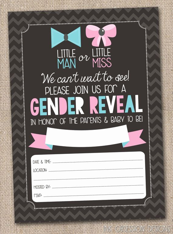 Gender Reveal Party Invitation Wording New Instant Download Gender Reveal Invitation by