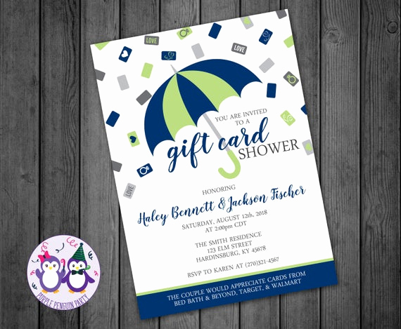 Gift Card Shower Invitation Elegant Umbrella Gift Card Couples Shower Invitation Bridal Shower