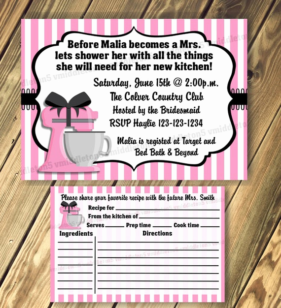 Gift Card Shower Invitation New Kitchen Bridal Shower Invitation with Matching Recipe Cards
