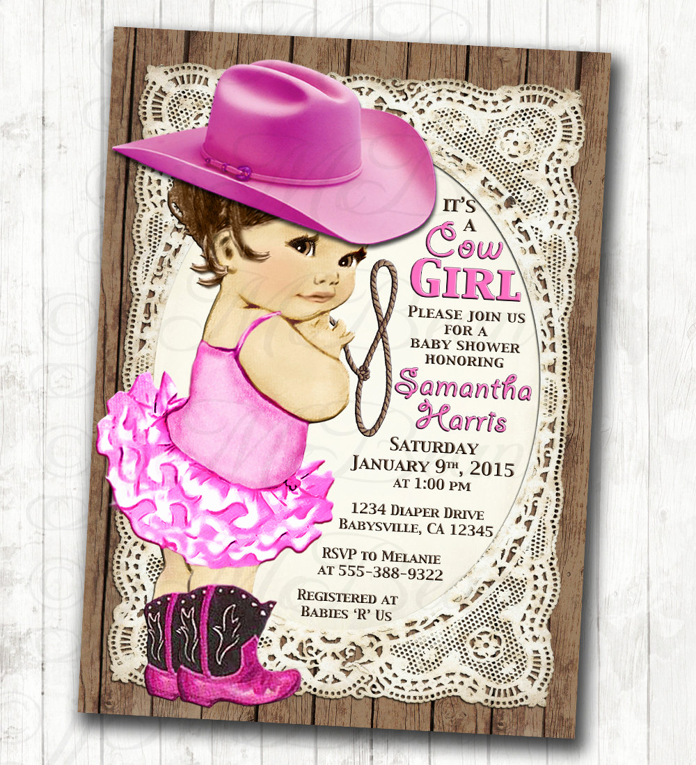 Girl Baby Shower Invitation Best Of Cowgirl Baby Shower Invitation for Girl Vintage Cowgirl