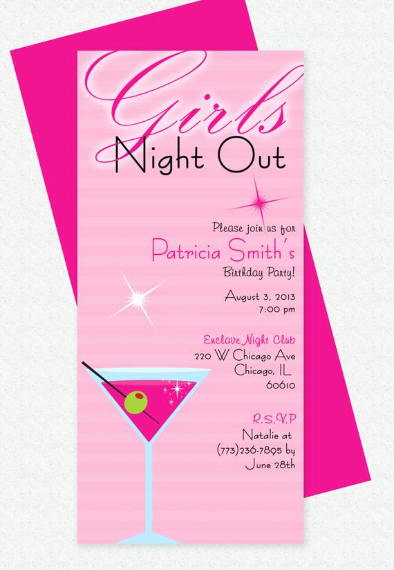 Girls Night Out Invitation Lovely Girls Night Out Invitation Design Editable Template