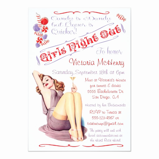 Girls Night Out Invitation Unique Girls Night Out Candy &amp; Drinks Pin Up Invitations