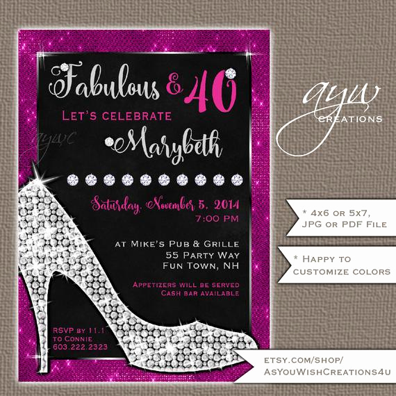 Glamorous Party Invitation Wow Beautiful 40th Birthday Party Invitations for Women High Heels