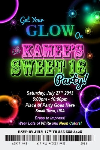 Glow Party Invitation Template Free Beautiful Glow Neon and Invitation Wording On Pinterest