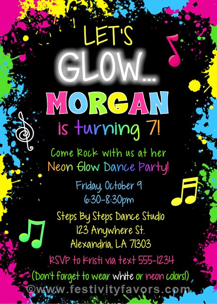 Glow Party Invitation Template Free Best Of Glow Dance Party Birthday Invitations