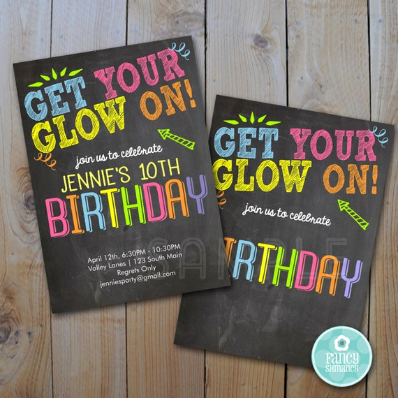 Glow Party Invitation Template Free Elegant Neon Birthday Printable Invitation Instant Download Get