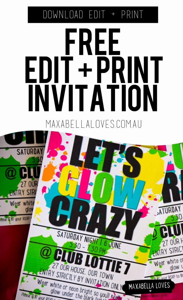 Glow Party Invitation Template Free Inspirational Free Glow Party Invitation Edit and Print