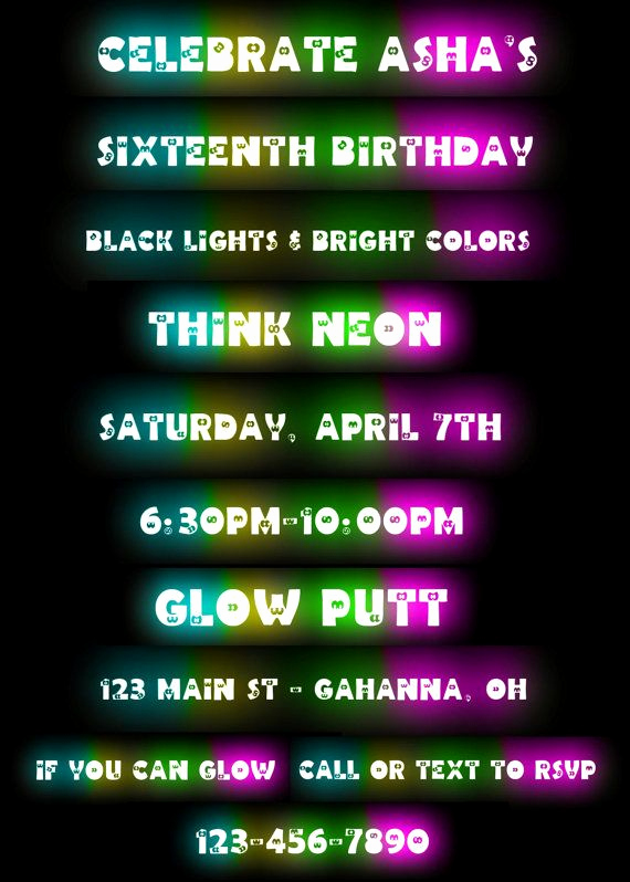 Glow Party Invitation Template New 141 Best Glow In the Dark Birthday Party Images On