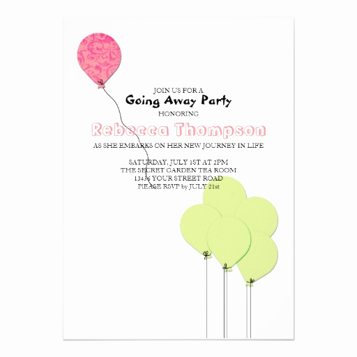 Going Away Party Invitation Fresh Pink and Green Balloons Going Away Party Invite