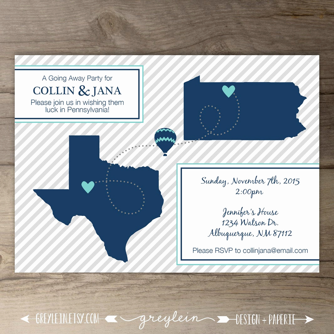 Going Away Party Invitation Template Luxury Going Away Party Invitations Invites Moving by Greylein