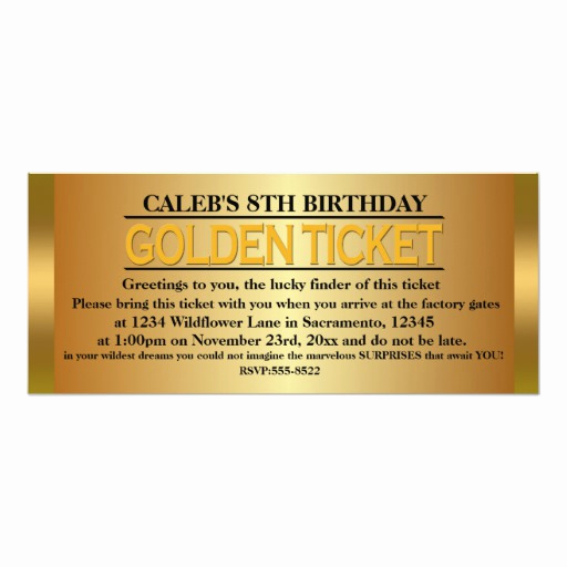 Golden Ticket Birthday Invitation Elegant Golden Ticket Type Birthday Party event Invitation