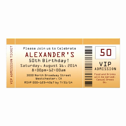 Golden Ticket Birthday Invitation Luxury 50th Birthday Party Invitation Golden Ticket