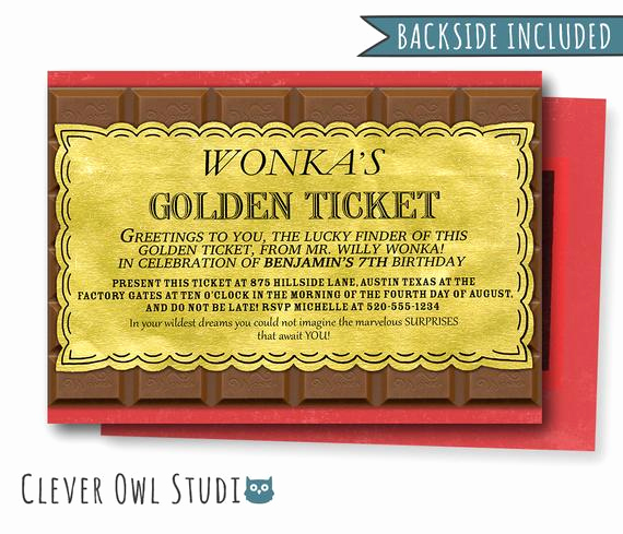 Golden Ticket Birthday Invitation Luxury Willy Wonka Invitation Willy Wonka Birthday Invitation Candy
