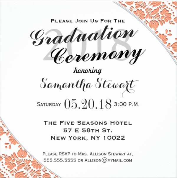 Graduation Ceremony Invitation Templates Inspirational 90 Sample Invitation Cards Word Psd Ai Indesign