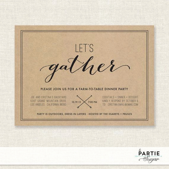 Graduation Dinner Party Invitation Wording Beautiful Let S Gather Dinner Party Invitation Printable by