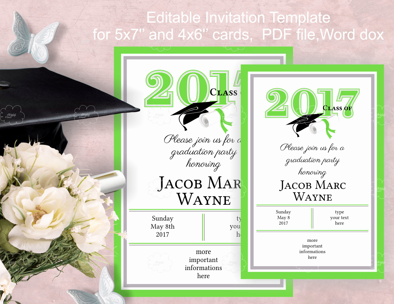 Graduation Invitation Free Templates Beautiful Graduation Party Invitation Template Edit Yourself
