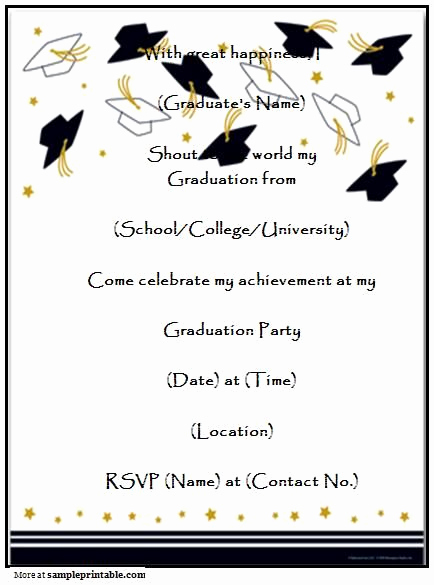 Graduation Invitation Template Word Fresh Graduation Party Invitation Templates Free Printable