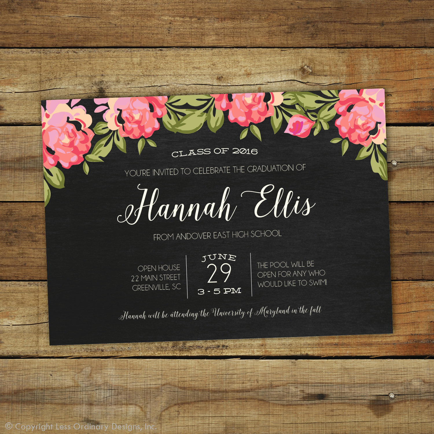 Graduation Party Invitation Cards Lovely 2017 Graduation Party Invitation Floral Graduation Open House