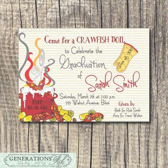 Graduation Party Invitation Maker Unique Crawfish Boil Graduation Party Invitation Printable