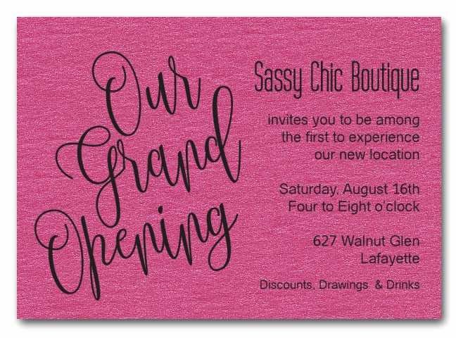 Grand Opening Invitation Ideas Fresh Hot Pink Sparkle Grand Opening Business Invitations