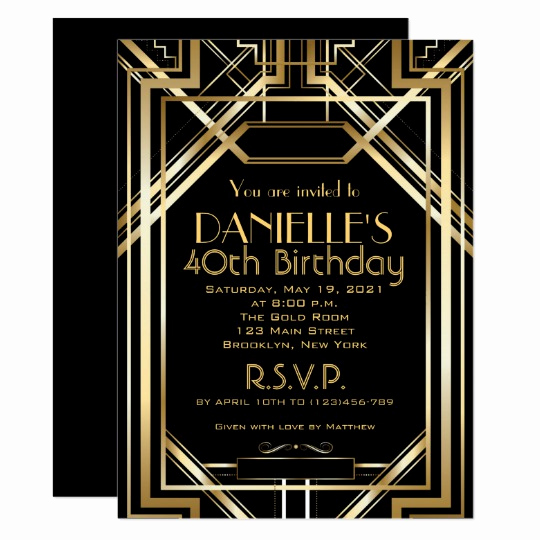 Great Gatsby Invitation Template Free Beautiful Great Gatsby Inspired Art Deco Birthday Invitation