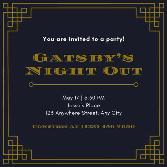 Great Gatsby Invitation Template Free Best Of Customize 52 Great Gatsby Invitation Templates Online Canva