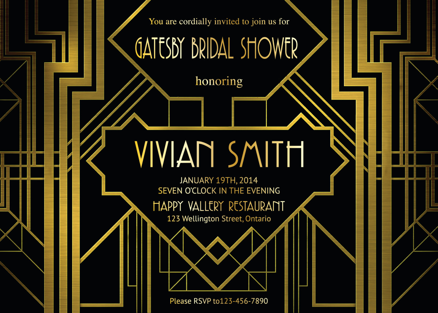 Great Gatsby Invitation Template Free Best Of Great Gatsby Bridal Shower Invitation Art Deco Customized