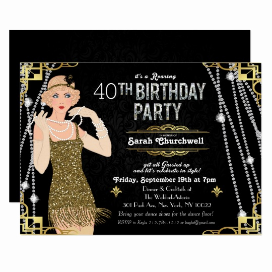 Great Gatsby Party Invitation Templates Unique Great Gatsby Flapper Girl Birthday Invitation