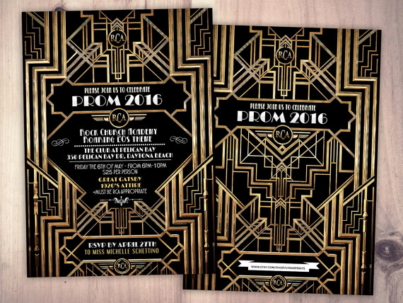 Great Gatsby Prom Invitation Awesome Great Gatsby Prom Invitation Roaring 20 S Hollywood Film