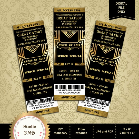 Great Gatsby Prom Invitation Best Of Great Gatsby Style Art Deco Party Invitation Prom by Studiodmd