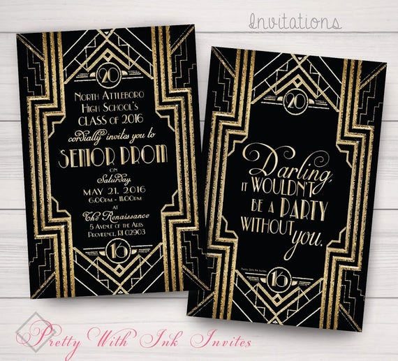 Great Gatsby Prom Invitation Inspirational Prom Charity Corporate Party Invitations Great Gatsby