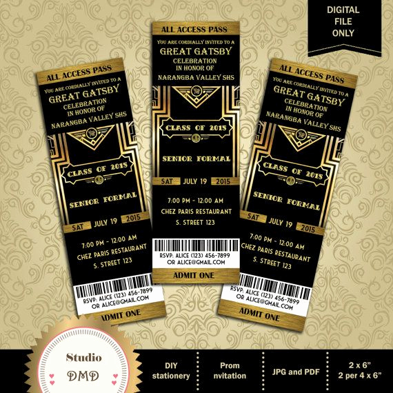 Great Gatsby Prom Invitation Luxury Great Gatsby Style Art Deco Party Invitation Prom by
