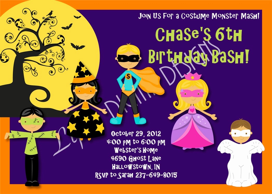 Halloween Costume Party Invitation Beautiful Halloween Birthday Party Invitations by Lifesdigitaldesigns