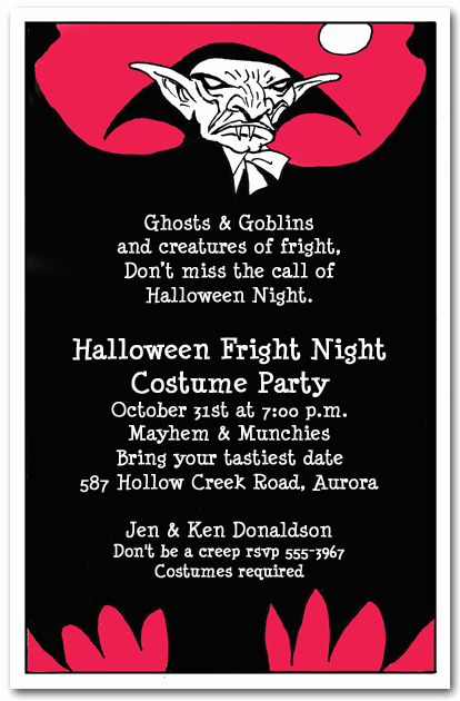 Halloween Invitation Wording Adults Only Elegant Vampire Scare Halloween Invitations