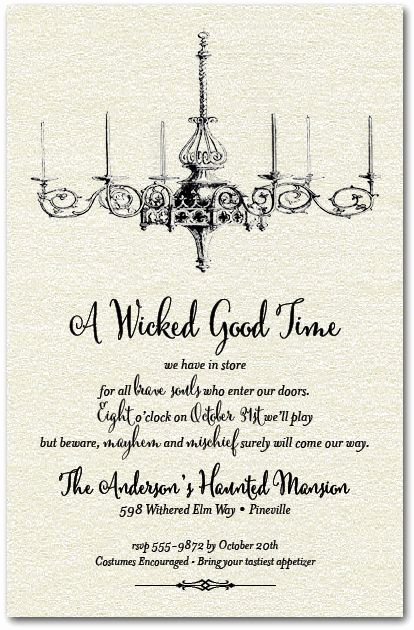Halloween Invitation Wording Adults Only Lovely Halloween Chandelier Shimmery Invitations