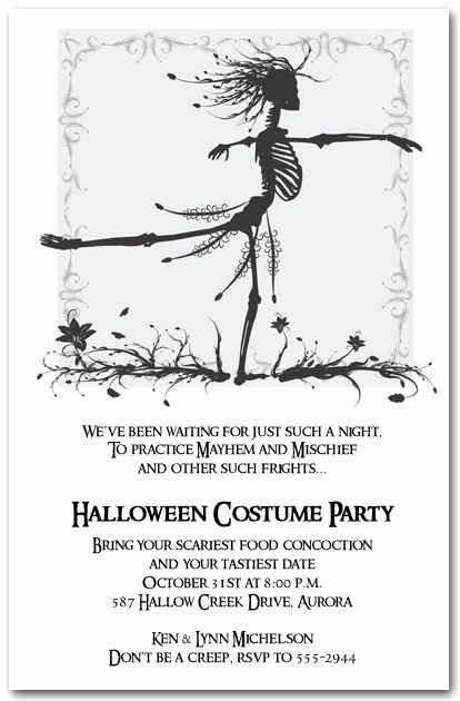 Halloween Invitation Wording Adults Only Lovely Skeleton Waltz Halloween Invitations
