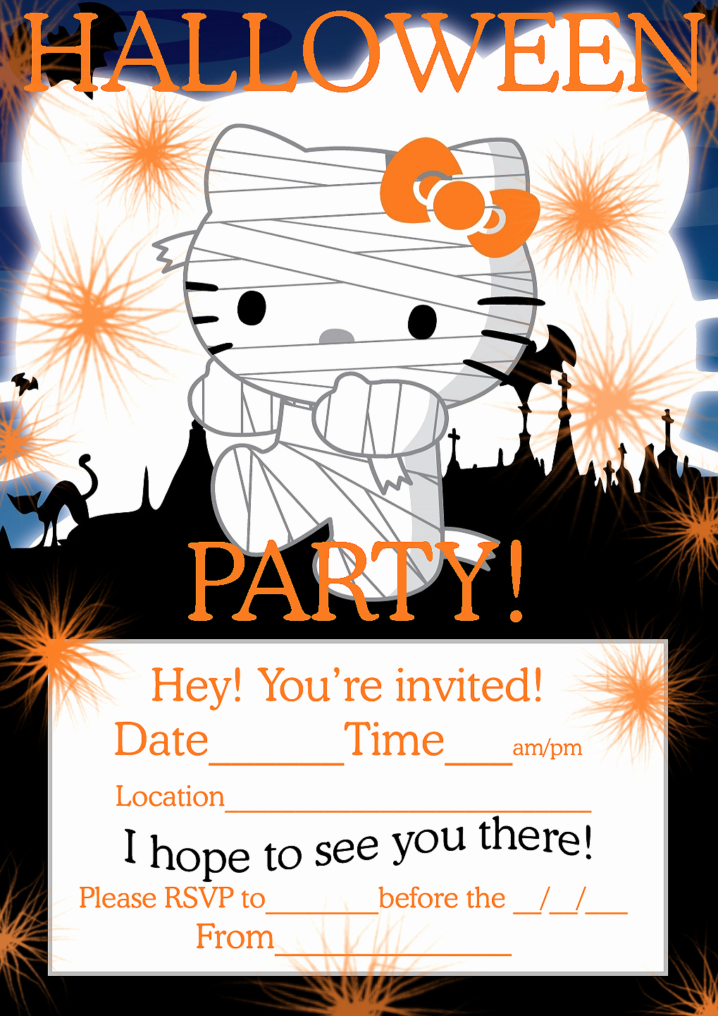 Halloween Party Invitation Ideas Lovely Hello Kitty Loft Cute Hello Kitty Freebies for Halloween